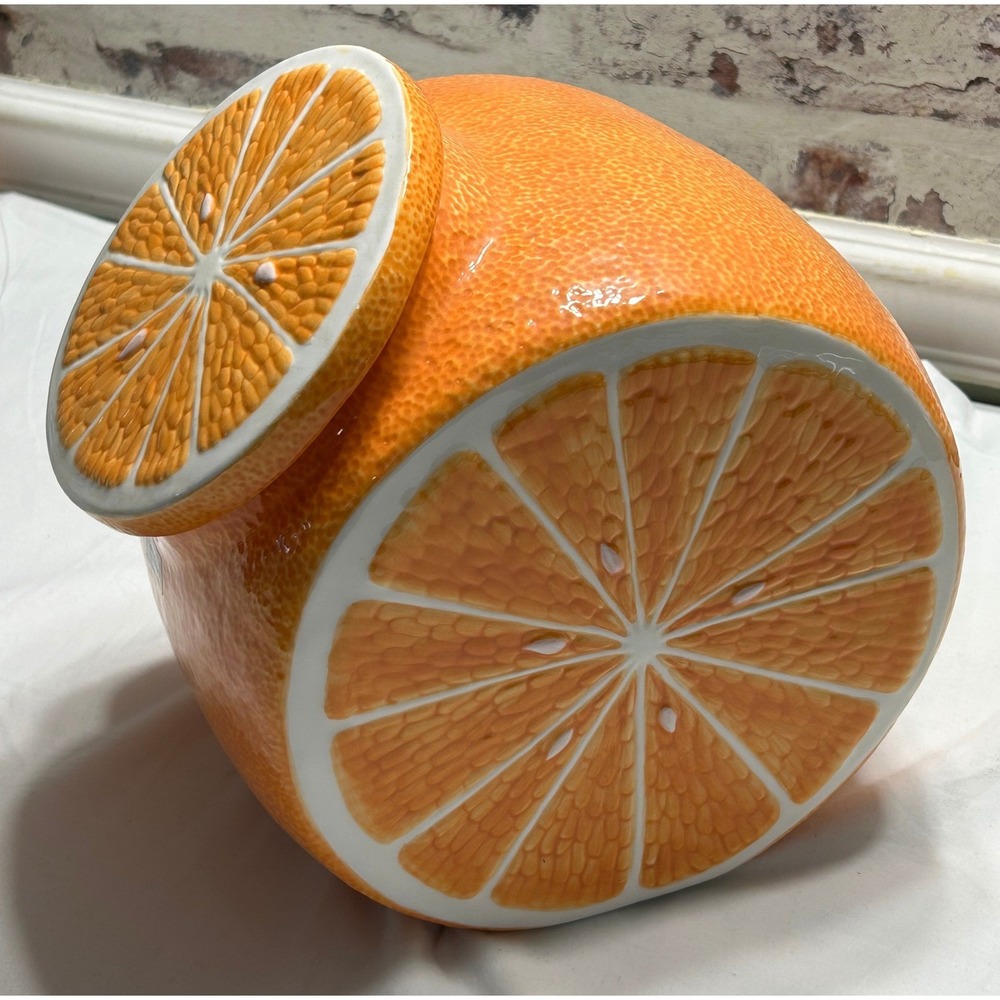 Department 56 Slice Orange Cookie Jar Ceramic Hand Painted Vintage Citrus